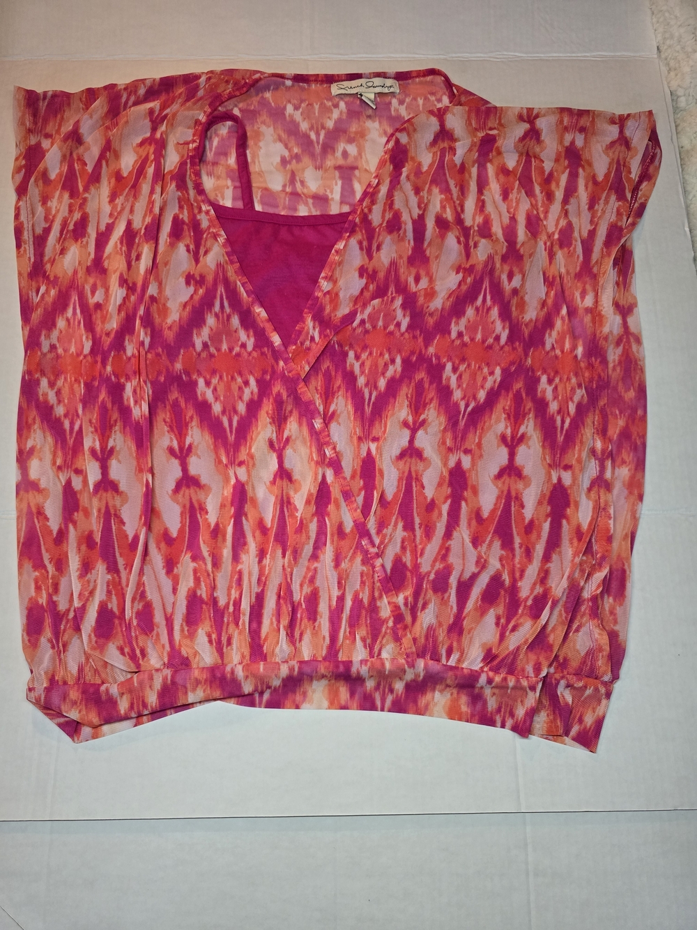 French Laundry Pink Orange Printed Layered Top – Size L